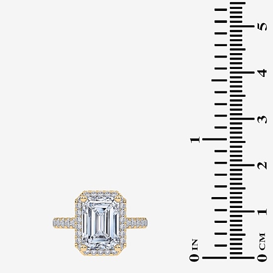 (G-H / Vs2-Si1) Womens 4 CT. T.W. Lab Grown White Diamond 14K Gold Side Stone Halo Engagement Ring