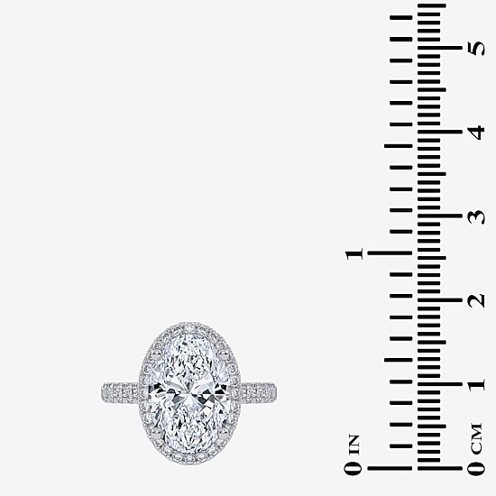 (G-H / Vs2-Si1) Womens 4 CT. T.W. Lab Grown White Diamond 14K Gold Side Stone Halo Engagement Ring