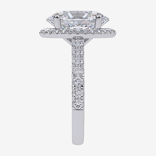 (G-H / Vs2-Si1) Womens 4 CT. T.W. Lab Grown White Diamond 14K Gold Side Stone Halo Engagement Ring