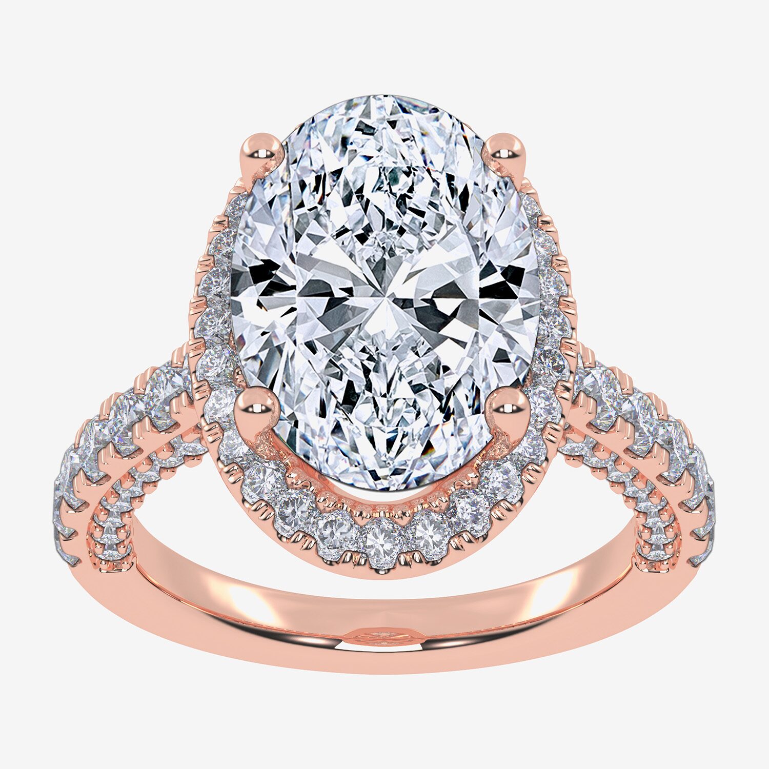 G-H / Vs2-Si1) Womens / CT. T.W. Lab Grown White Diamond 14K Gold Oval Side Stone Halo Engagement Ring