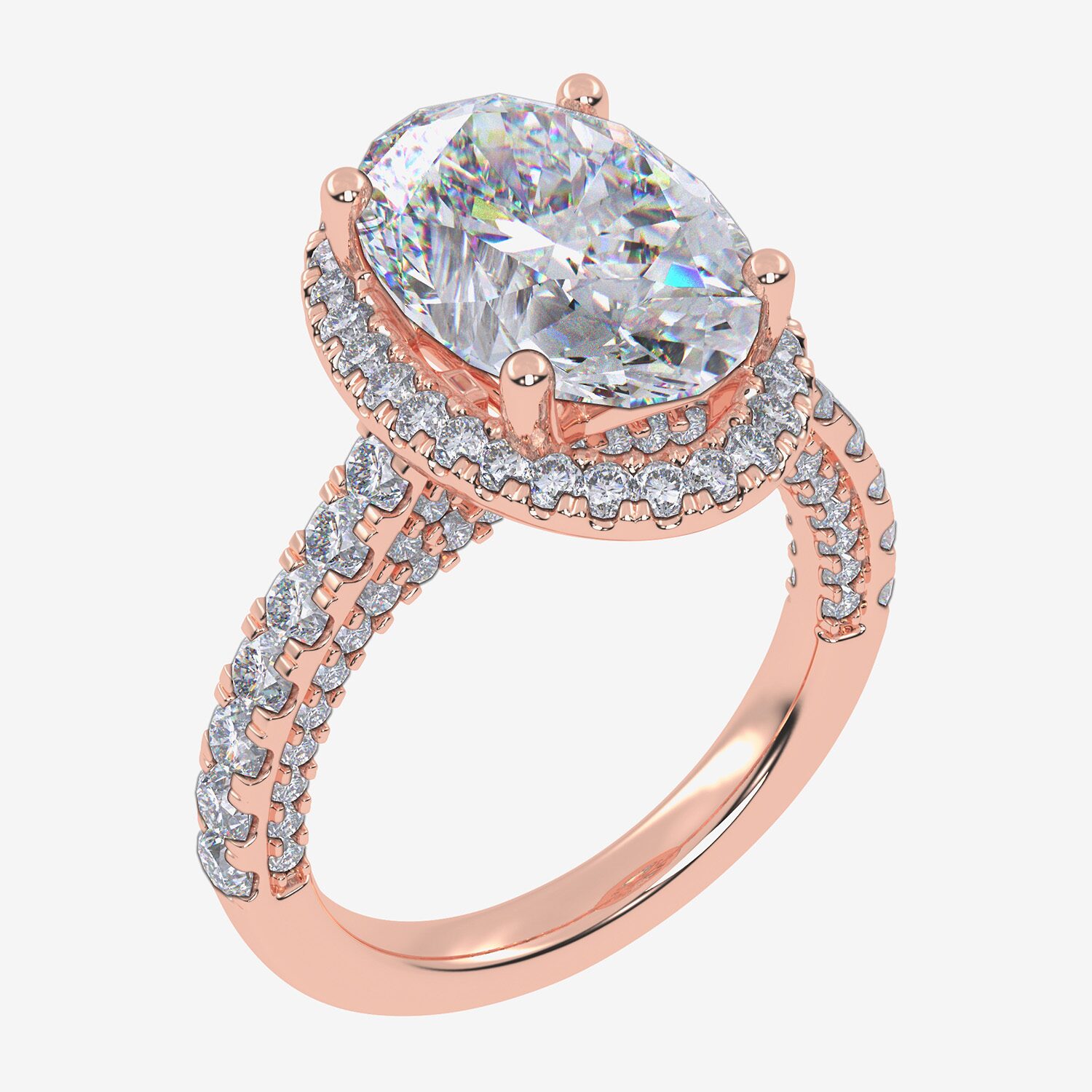 G-H / Vs2-Si1) Womens / CT. T.W. Lab Grown White Diamond 14K Gold Oval Side Stone Halo Engagement Ring