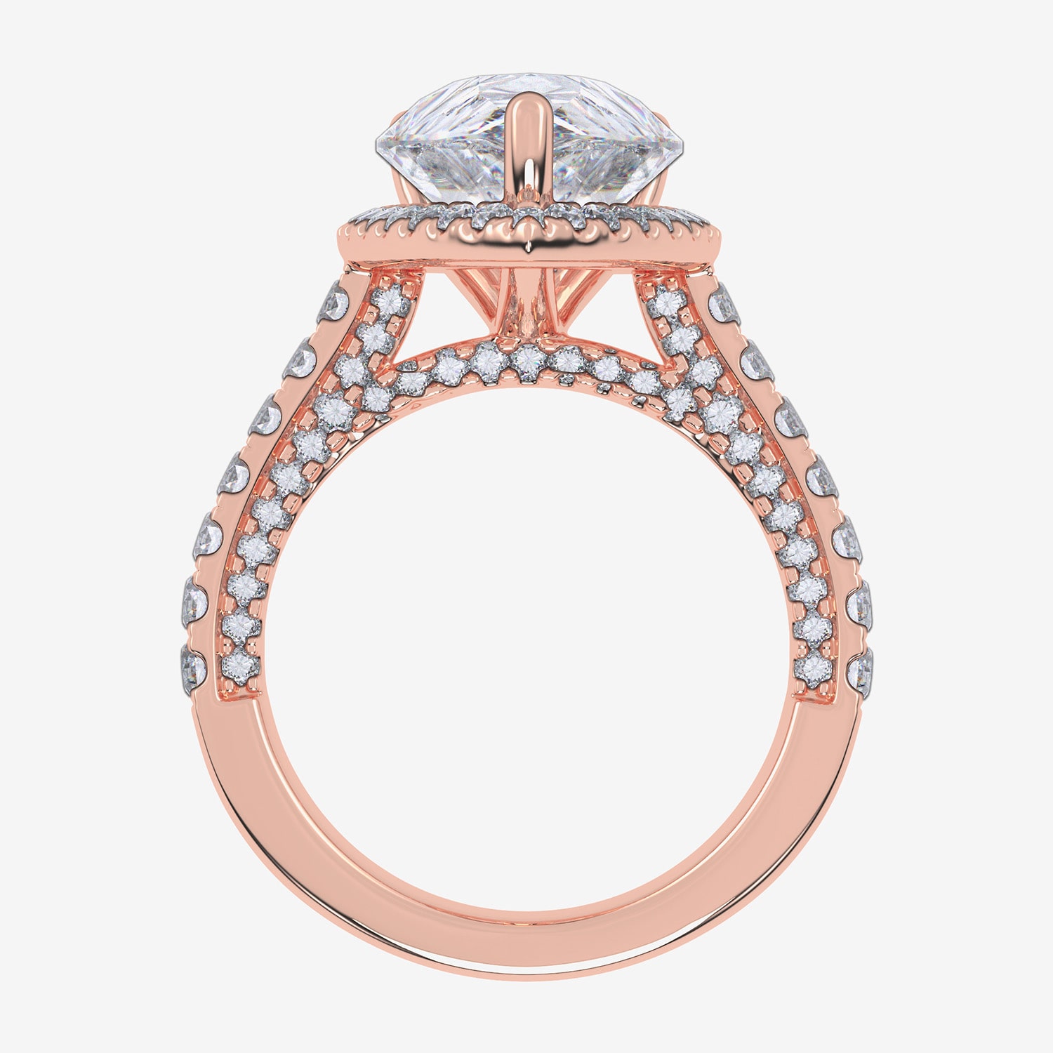 G-H / Vs2-Si1) Womens / CT. T.W. Lab Grown White Diamond 14K Gold Pear Side Stone Halo Engagement Ring