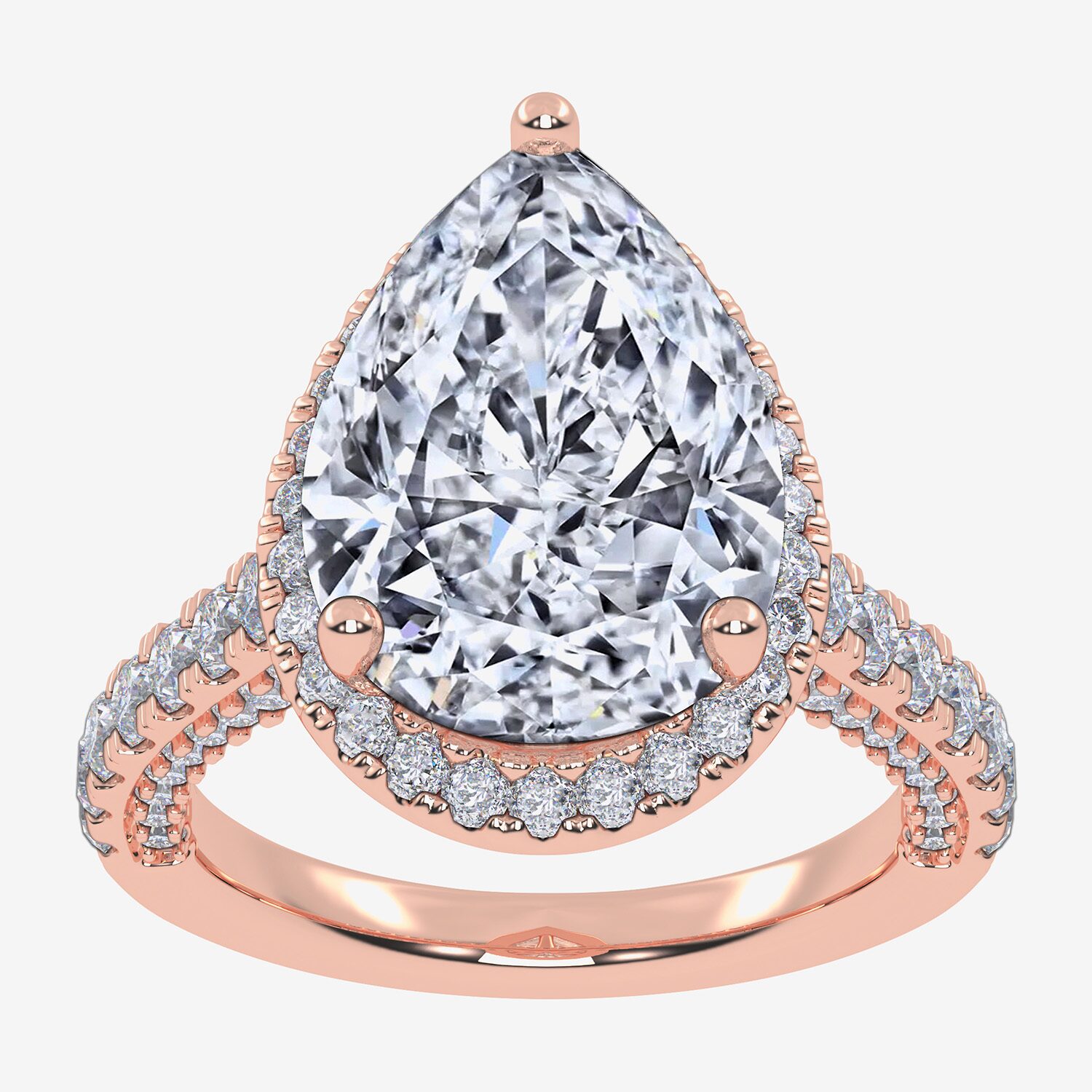 G-H / Vs2-Si1) Womens / CT. T.W. Lab Grown White Diamond 14K Gold Pear Side Stone Halo Engagement Ring