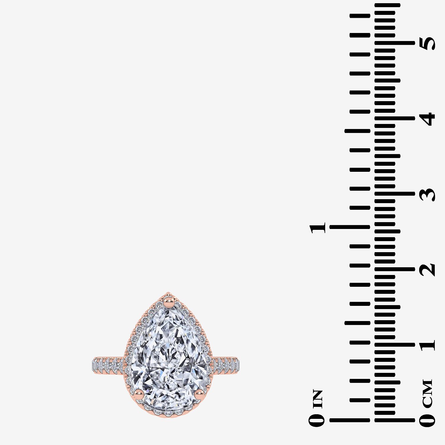 G-H / Vs2-Si1) Womens / CT. T.W. Lab Grown White Diamond 14K Gold Pear Side Stone Halo Engagement Ring