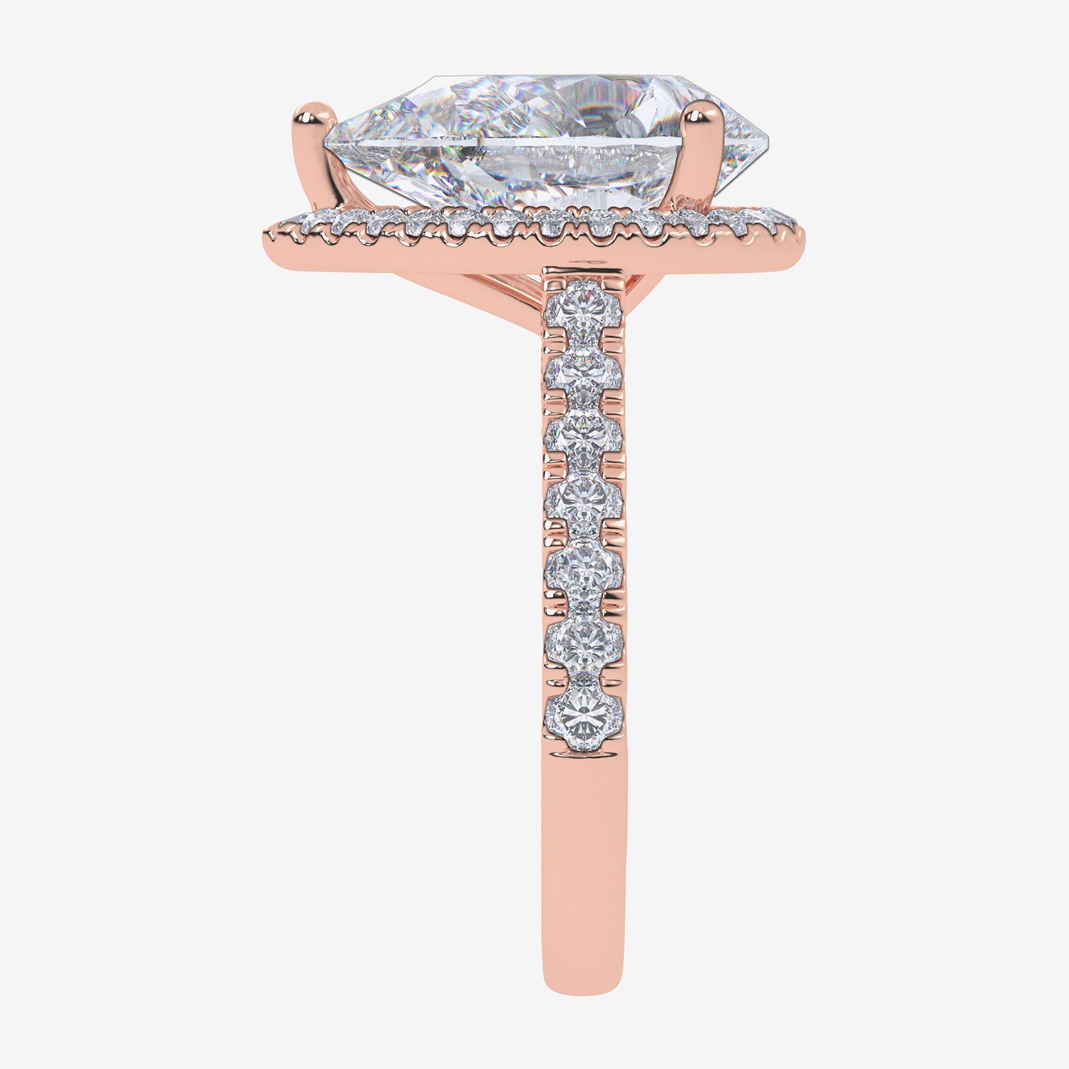 G-H / Vs2-Si1) Womens / CT. T.W. Lab Grown White Diamond 14K Gold Pear Side Stone Halo Engagement Ring
