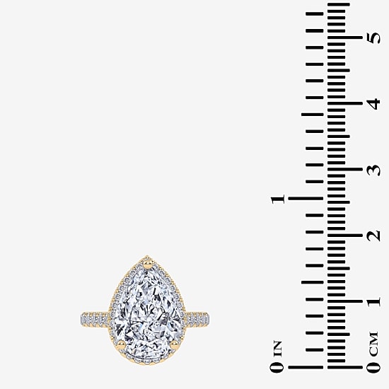 (G-H / Vs2-Si1) Womens 5 CT. T.W. Lab Grown White Diamond 14K Gold Pear Side Stone Halo Engagement Ring