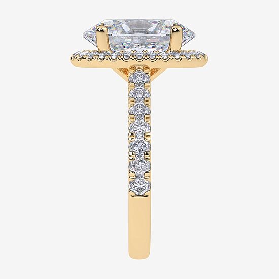 (G-H / Vs2-Si1) Womens 5 CT. T.W. Lab Grown White Diamond 14K Gold Oval Side Stone Halo Engagement Ring