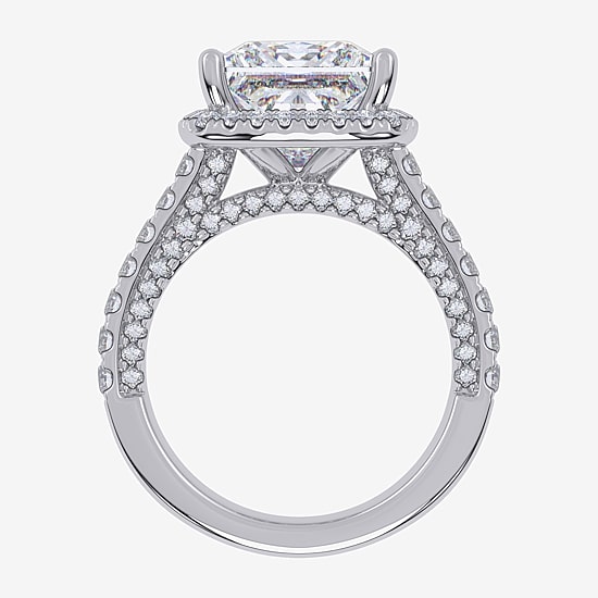 (G-H / Vs2-Si1) Womens 5 CT. T.W. Lab Grown White Diamond 14K Gold Side Stone Halo Engagement Ring