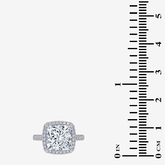 (G-H / Vs2-Si1) Womens 5 CT. T.W. Lab Grown White Diamond 14K Gold Side Stone Halo Engagement Ring