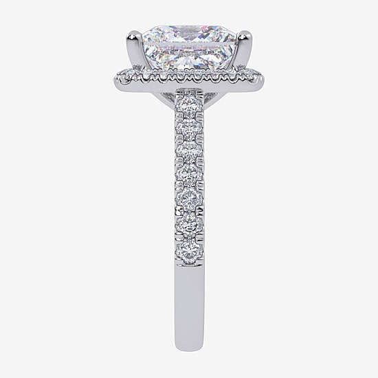 (G-H / Vs2-Si1) Womens 5 CT. T.W. Lab Grown White Diamond 14K Gold Side Stone Halo Engagement Ring