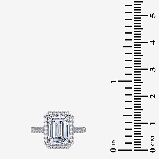 (G-H / Vs2-Si1) Womens 6 CT. T.W. Lab Grown White Diamond 14K Gold Side Stone Halo Engagement Ring