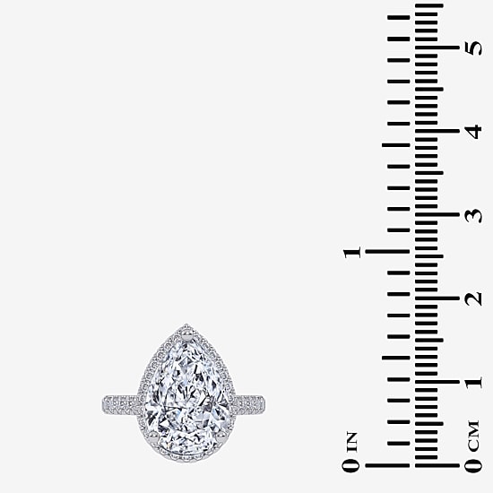 (G-H / Vs2-Si1) Womens 6 CT. T.W. Lab Grown White Diamond 14K Gold Pear Side Stone Halo Engagement Ring