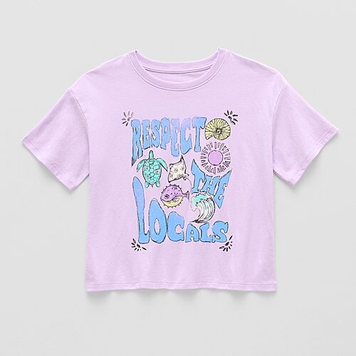 Thereabouts Little & Big Kid Girls Crew Neck Short Sleeve Boxy Fit Graphic T-Shirt, 3x-large (22.5) Plus, Purple