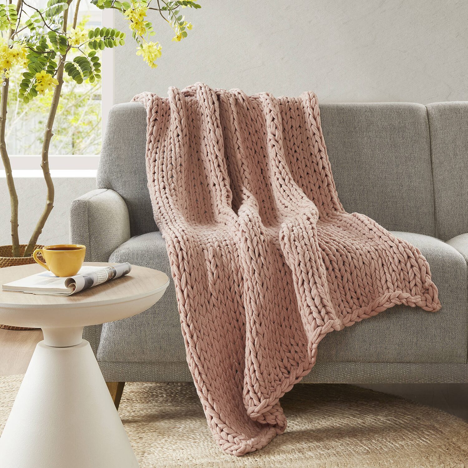 Madison Park Handmade Chunk Double Knit Plush Lightweight Throw