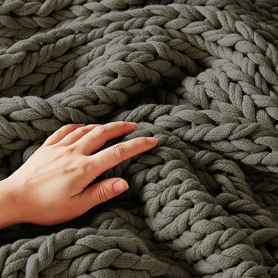 Madison Park Handmade Chunk Double Knit Plush Lightweight Throw