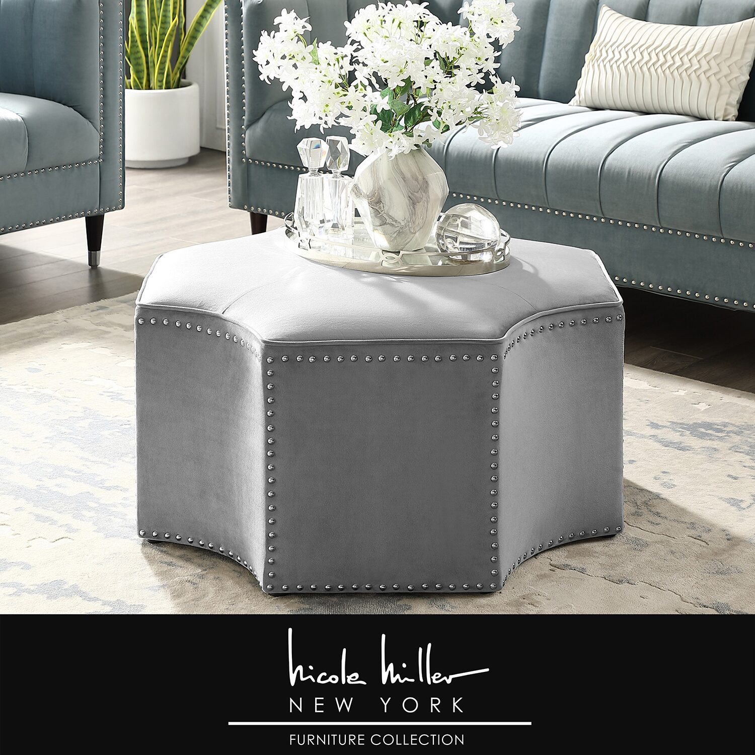 Inspired Home® Fiorella Upholstered Ottoman