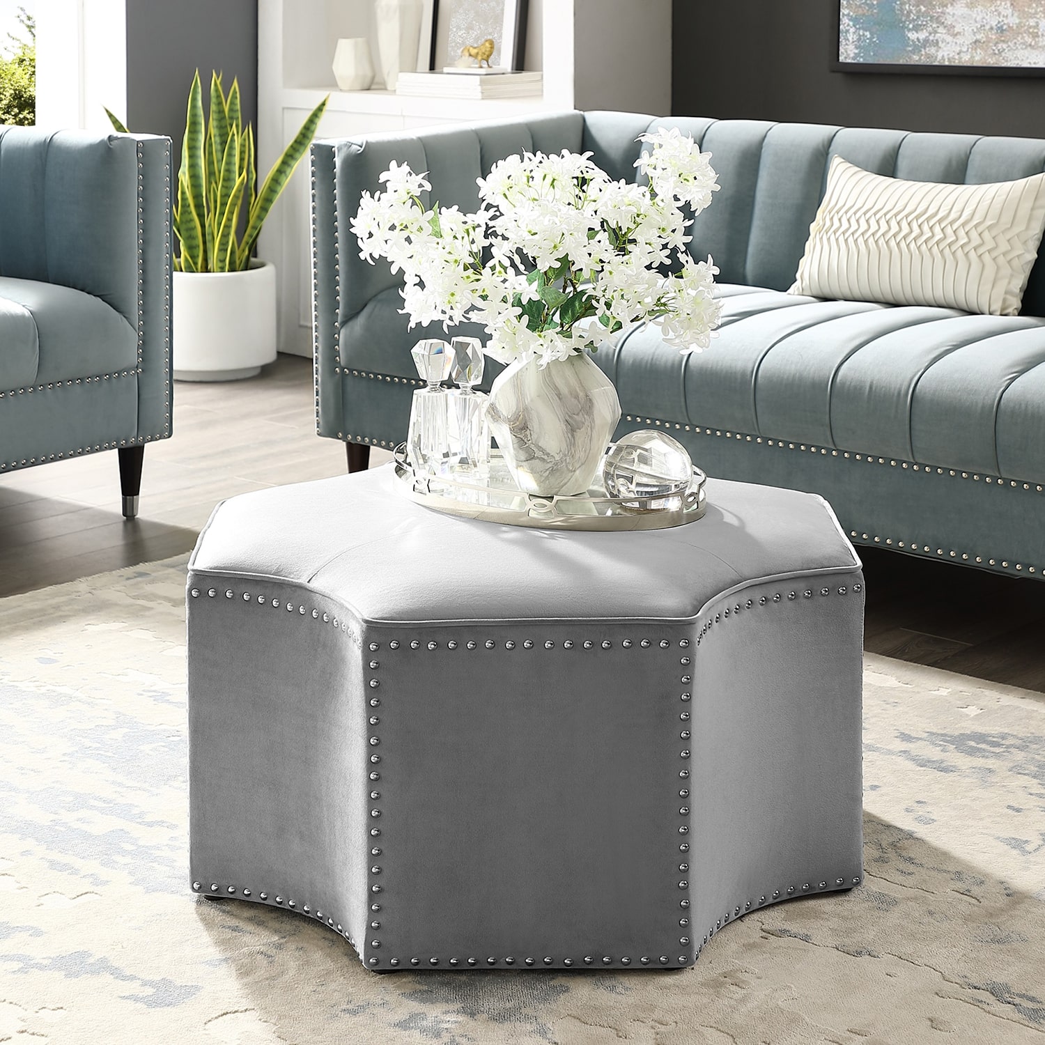 Inspired Home® Fiorella Upholstered Ottoman