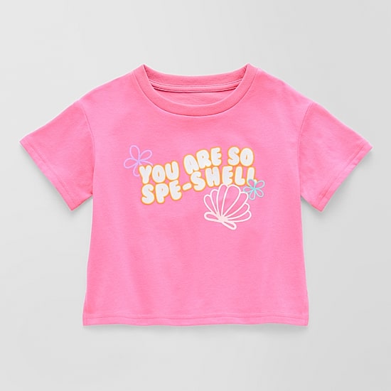 Thereabouts Little Girls Crew Neck Short Sleeve Boxy Fit Graphic T-Shirt