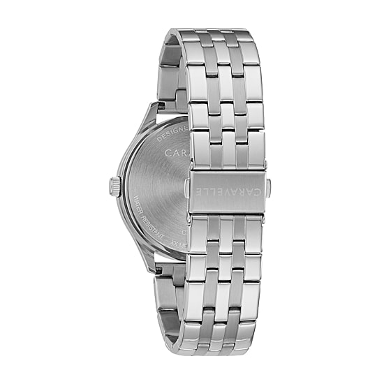 Caravelle Designed By Bulova Mens Silver Tone Stainless Steel Bracelet Watch 43b151