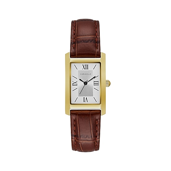 Caravelle Designed By Bulova Womens Brown Leather Strap Watch 44l234