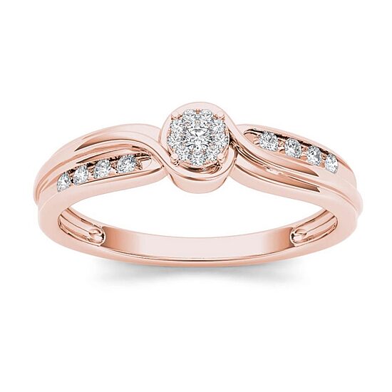 1/10 CT.T.W. Natural Diamond 10K Rose Gold Engagement Ring