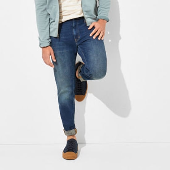 mutual weave Mens Stretch Fabric Tapered Leg Regular Fit Jean