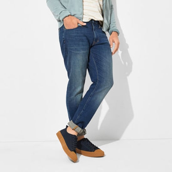 mutual weave Mens Stretch Fabric Tapered Leg Regular Fit Jean