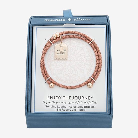 Sparkle Allure Pink Leather Coil Womens Cubic Zirconia 18K Rose Gold Over Brass Wrap Bracelet