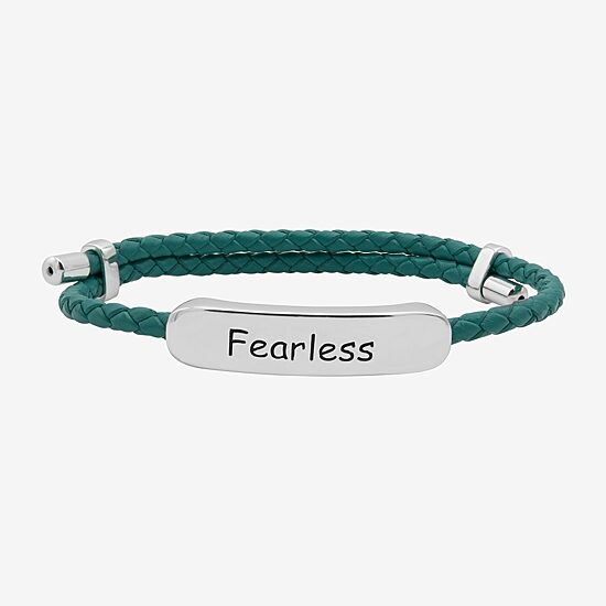 Sparkle Allure Green Leather Fearless Womens Bar Bolo Bracelet