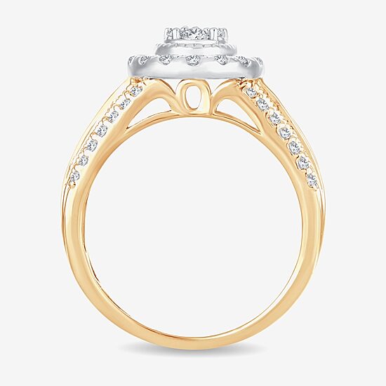 Womens 1 CT.T.W. Natural Diamond 10K or 14K Gold Oval Halo Engagement Ring