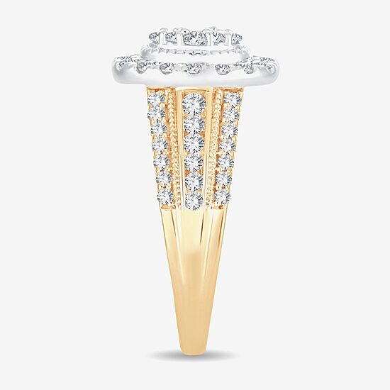 Womens 1 CT.T.W. Natural Diamond 10K or 14K Gold Oval Halo Engagement Ring