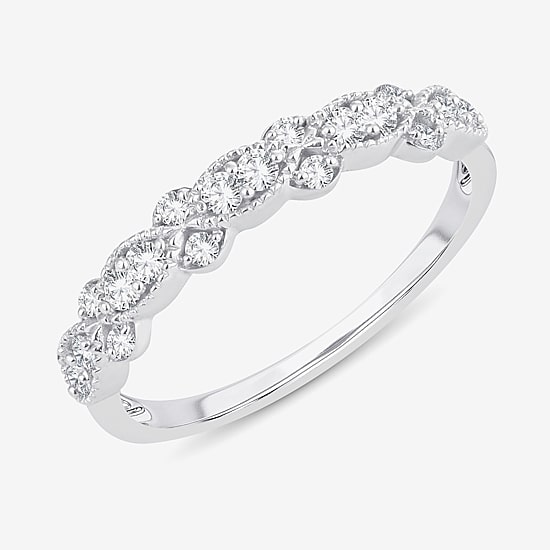 1/4 CT.T.W. Natural Diamond 10K or 14K White Gold Wedding Band