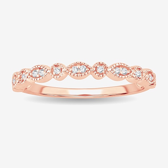 Diamond-Accent Wedding Band in 10K or 14K Rose Gold