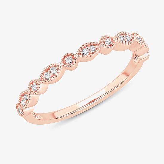 Diamond-Accent Wedding Band in 10K or 14K Rose Gold