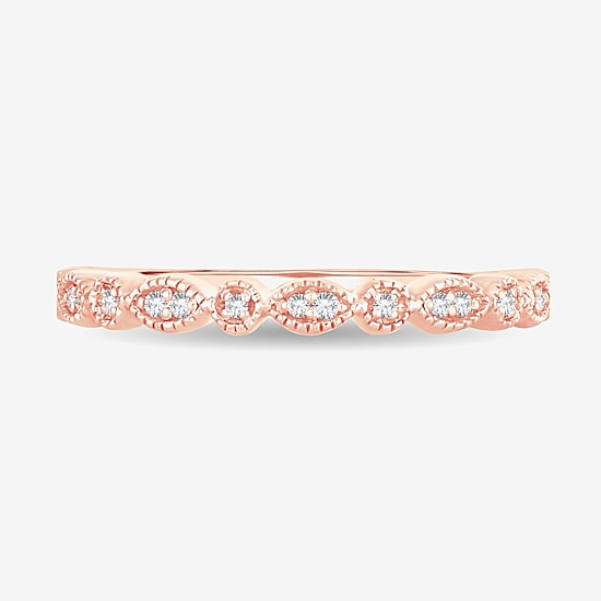 Diamond-Accent Wedding Band in 10K or 14K Rose Gold