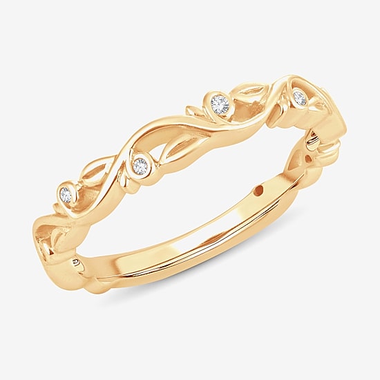 Diamond-Accent Wedding Band in 10K or 14K Gold