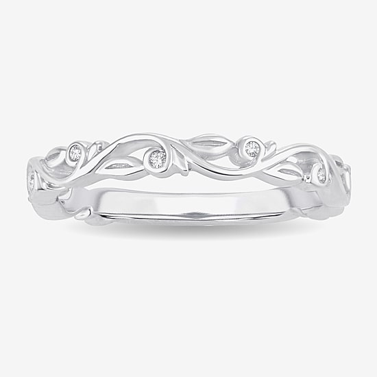Diamond-Accent Wedding Band in 10K or 14K White Gold