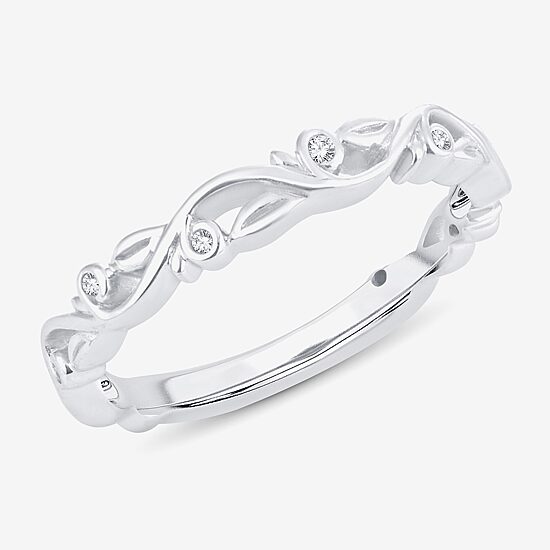 Diamond-Accent Wedding Band in 10K or 14K White Gold
