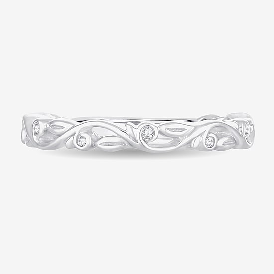 Diamond-Accent Wedding Band in 10K or 14K White Gold
