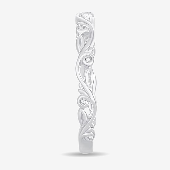 Diamond-Accent Wedding Band in 10K or 14K White Gold