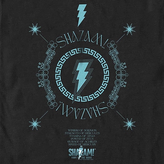 Mens Crew Neck Short Sleeve Shazam Graphic T-Shirt