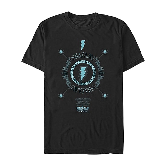 Mens Crew Neck Short Sleeve Shazam Graphic T-Shirt