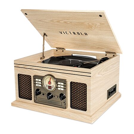 Victor Cosmopolitan 8-in-1 Music Center VWRP-4200-ES, Color: Brown