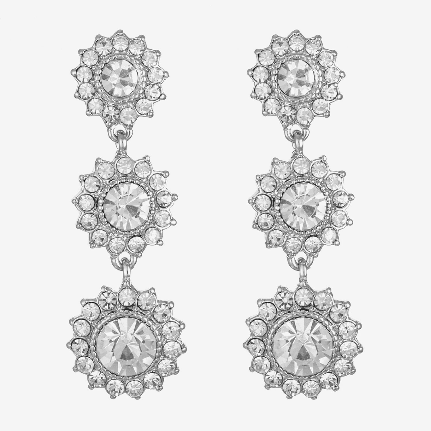Monet Jewelry Timeless Silver Tone Linear Womens Glass Round Hypoallergenic Drop Earrings