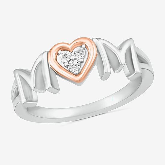 Limited Quantities! "Mom" Womens Diamond Accent Natural White Diamond 10K Gold Sterling Silver Band