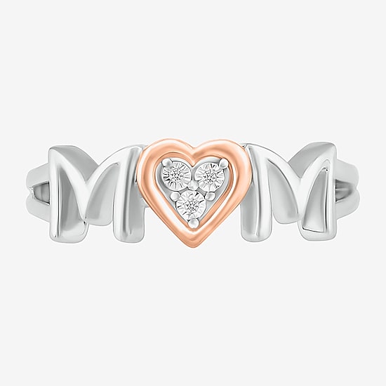 Limited Quantities! "Mom" Womens Diamond Accent Natural White Diamond 10K Gold Sterling Silver Band