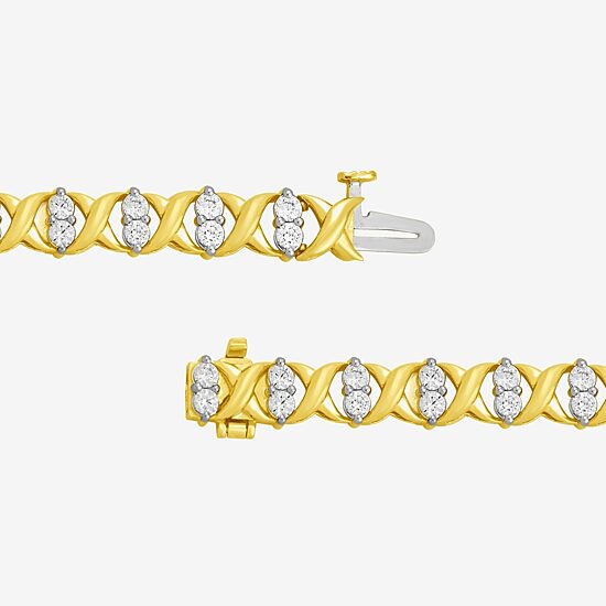 Womens 3 CT. T.W. Lab Grown White Diamond 10K Gold Tennis Bracelet