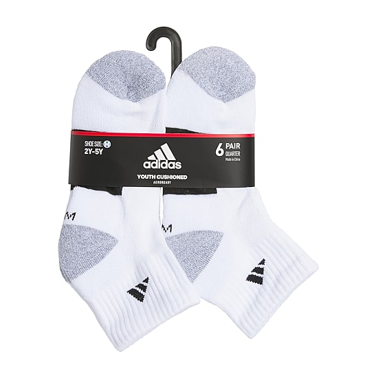 adidas Boys 6 Pair Quarter Ankle Socks