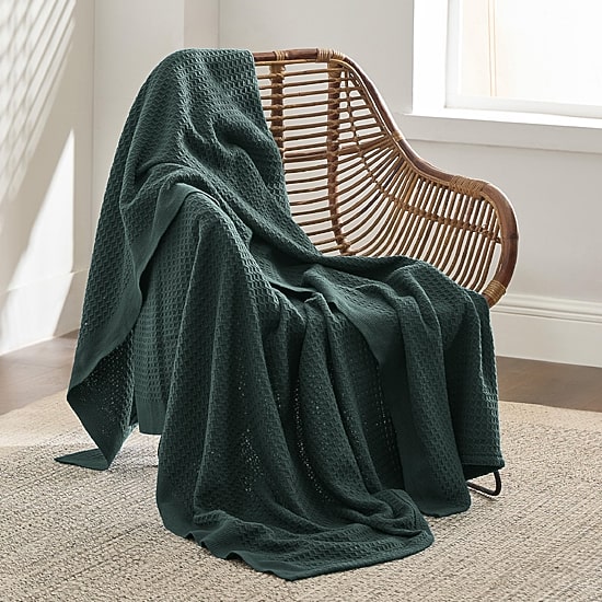 Bedsure® Cotton Solid-Waffle Midweight Blanket