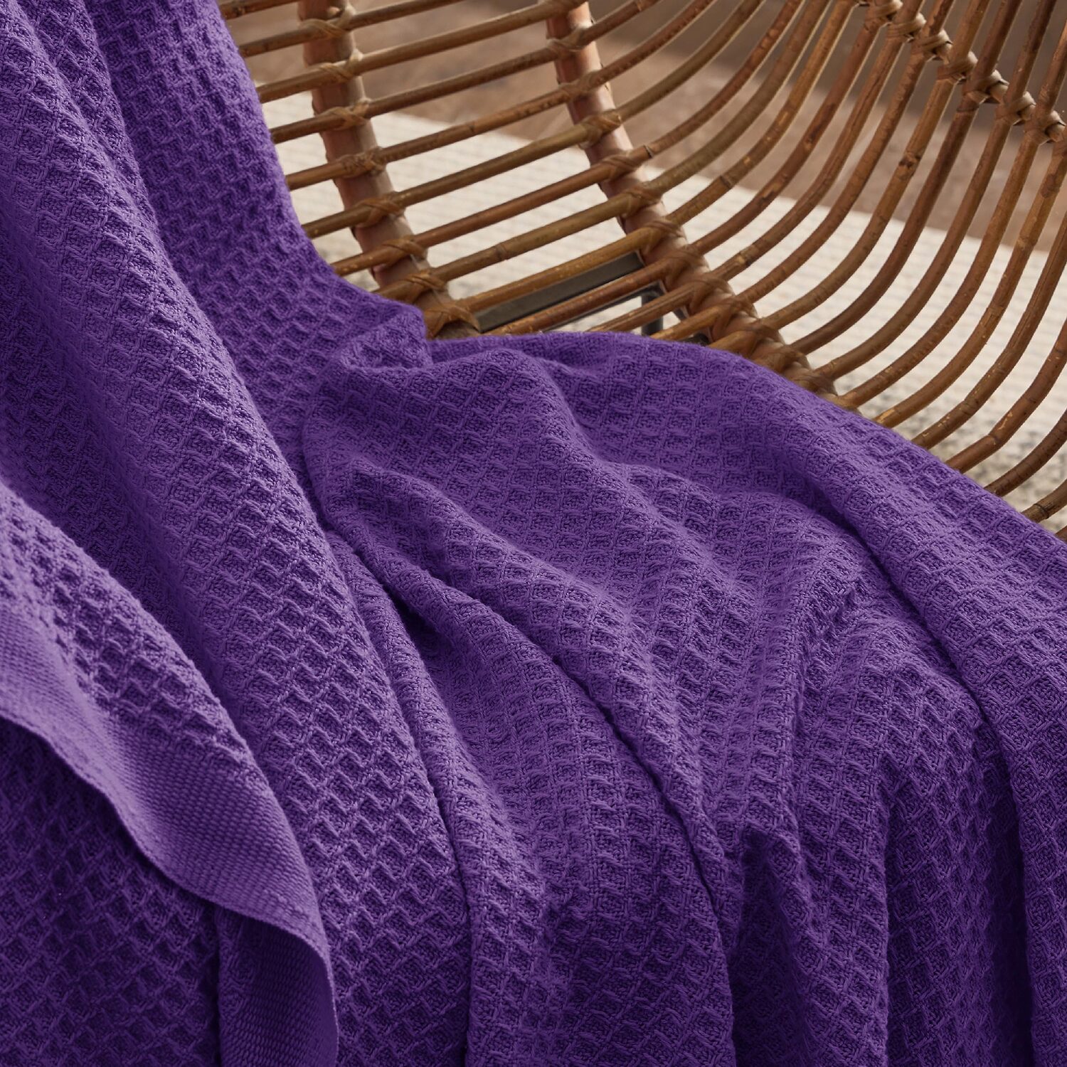 Bedsure® Cotton Solid-Waffle Midweight Blanket